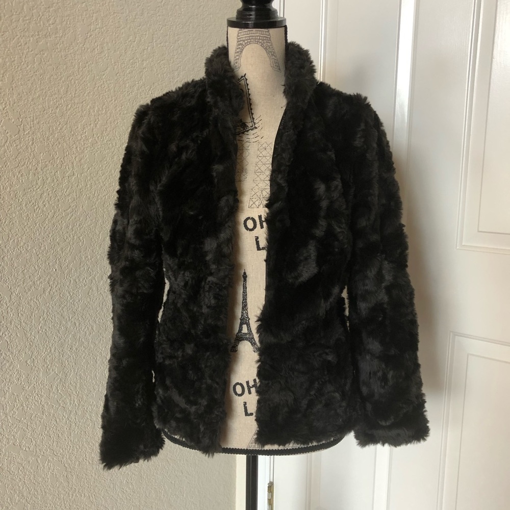 New H&M Black Faux Fur Jacket